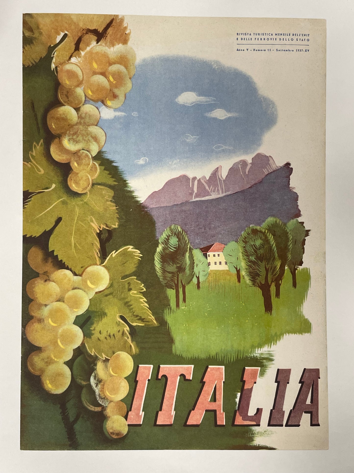rare antique Italian travel lithograph, ITALIA, September 1937 - HAPPIEST KID FINDS - Museum-quality antique and vintage posters, original art, preservation and restoration