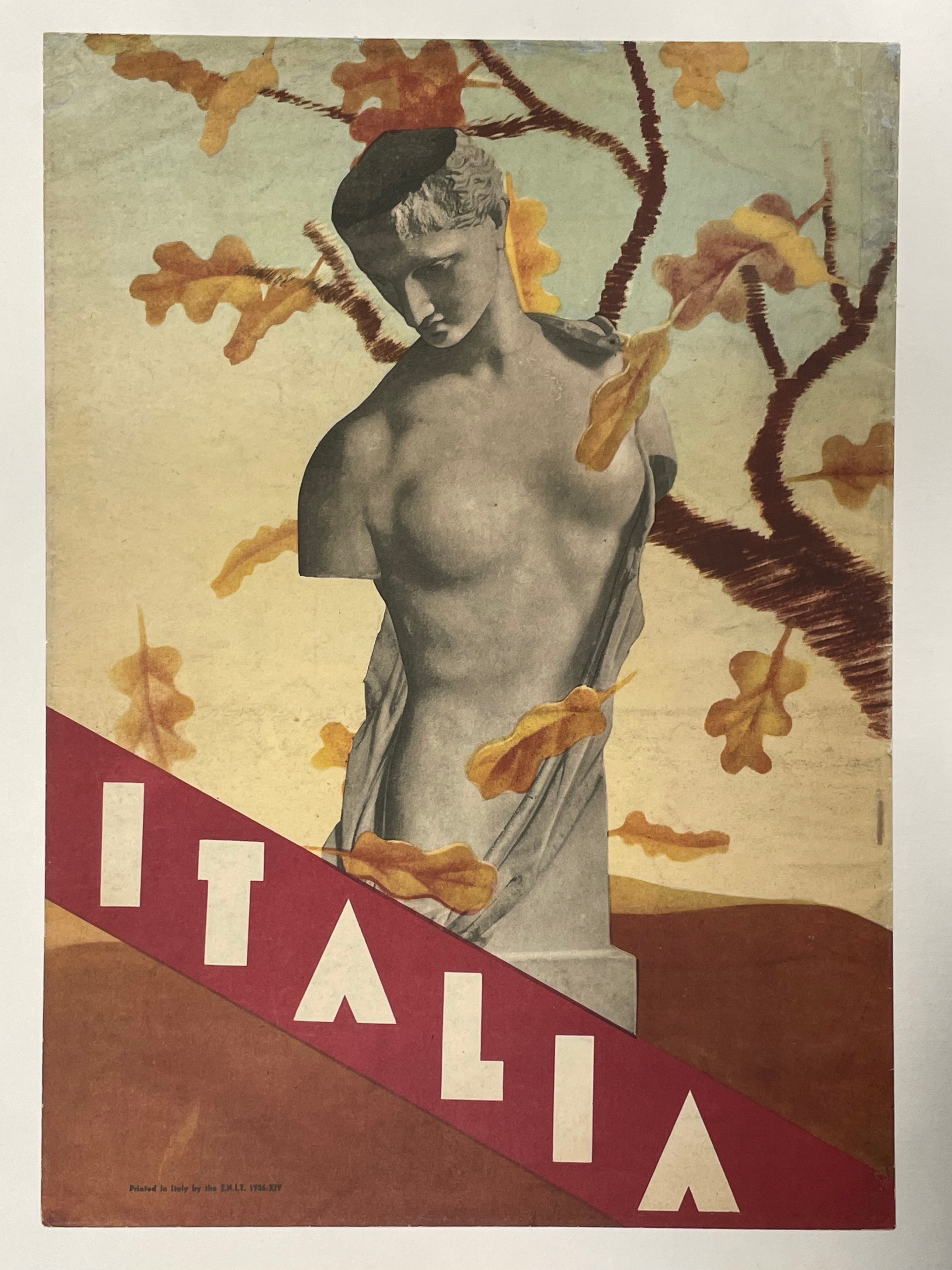 rare antique Italian travel lithograph, ITALIA, 1936 - HAPPIEST KID FINDS - Museum-quality antique and vintage posters, original art, preservation and restoration