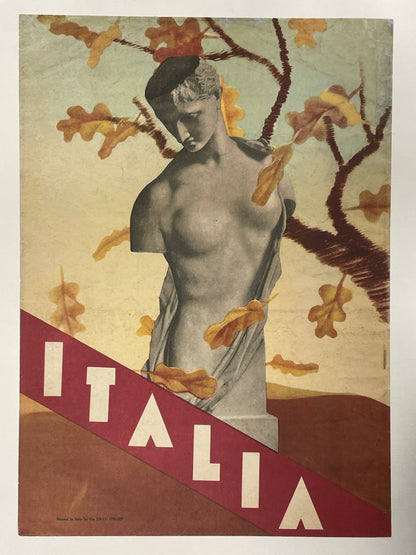 rare antique Italian travel lithograph, ITALIA, 1936 - HAPPIEST KID FINDS - Museum-quality antique and vintage posters, original art, preservation and restoration