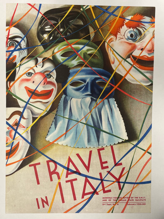 rare antique Italian travel lithograph, Travel in Italy, 1935 - HAPPIEST KID FINDS - Museum-quality antique and vintage posters, original art, preservation and restoration