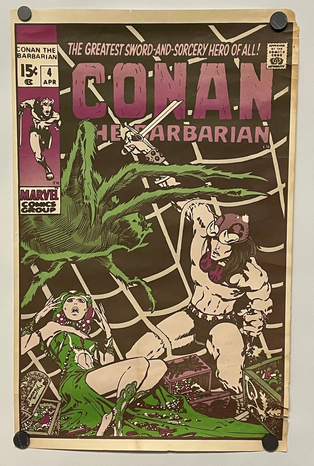 Conan The Barbarian Small Original Vintage Marvel Promo Poster c. 1970 Jim Steranko Happiest Kid Finds