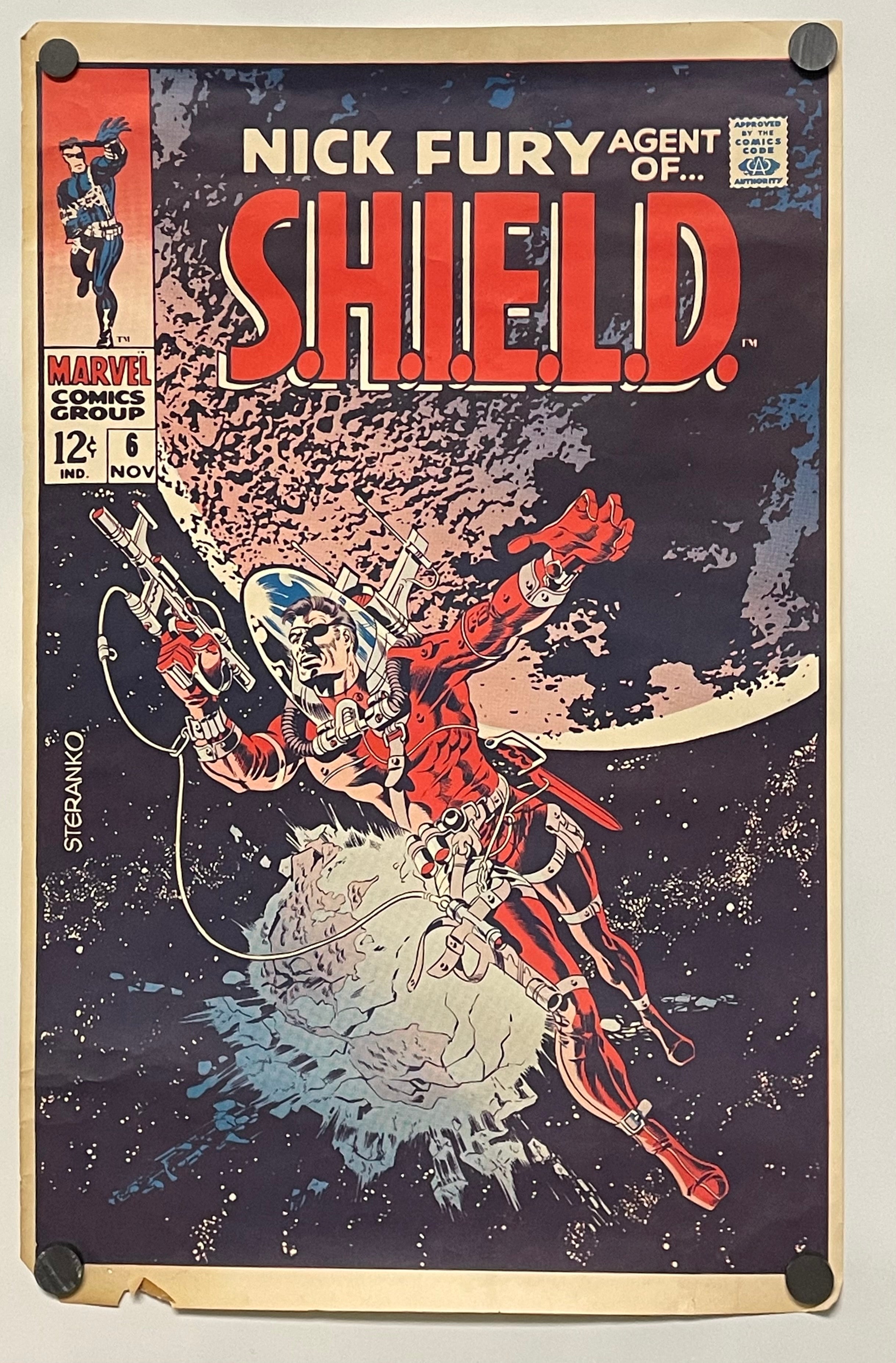 Nick Fury Agent of S.H.I.E.L.D Small Original Vintage Marvel Promo Poster c. 1970 Jim Steranko Happiest Kid Finds