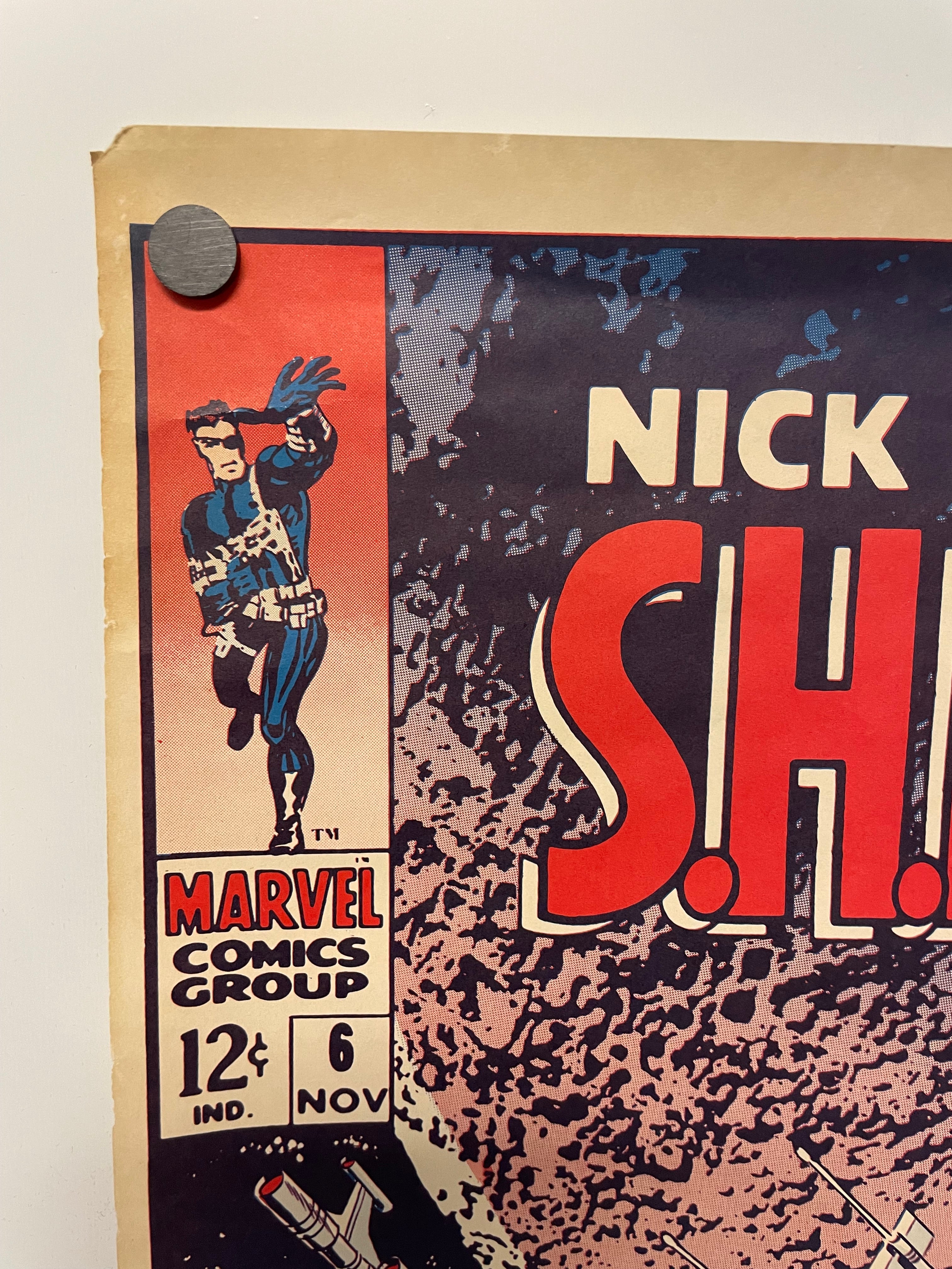 Nick Fury Agent of S.H.I.E.L.D Small Original Vintage Marvel Promo Poster c. 1970 Jim Steranko Happiest Kid Finds