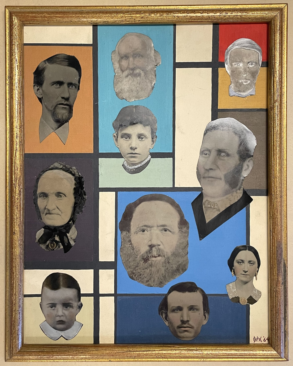 Original Tintype Collage Painting with frame, 1964 - HAPPIEST KID FINDS - Museum-quality antique and vintage posters, original art, preservation and restoration