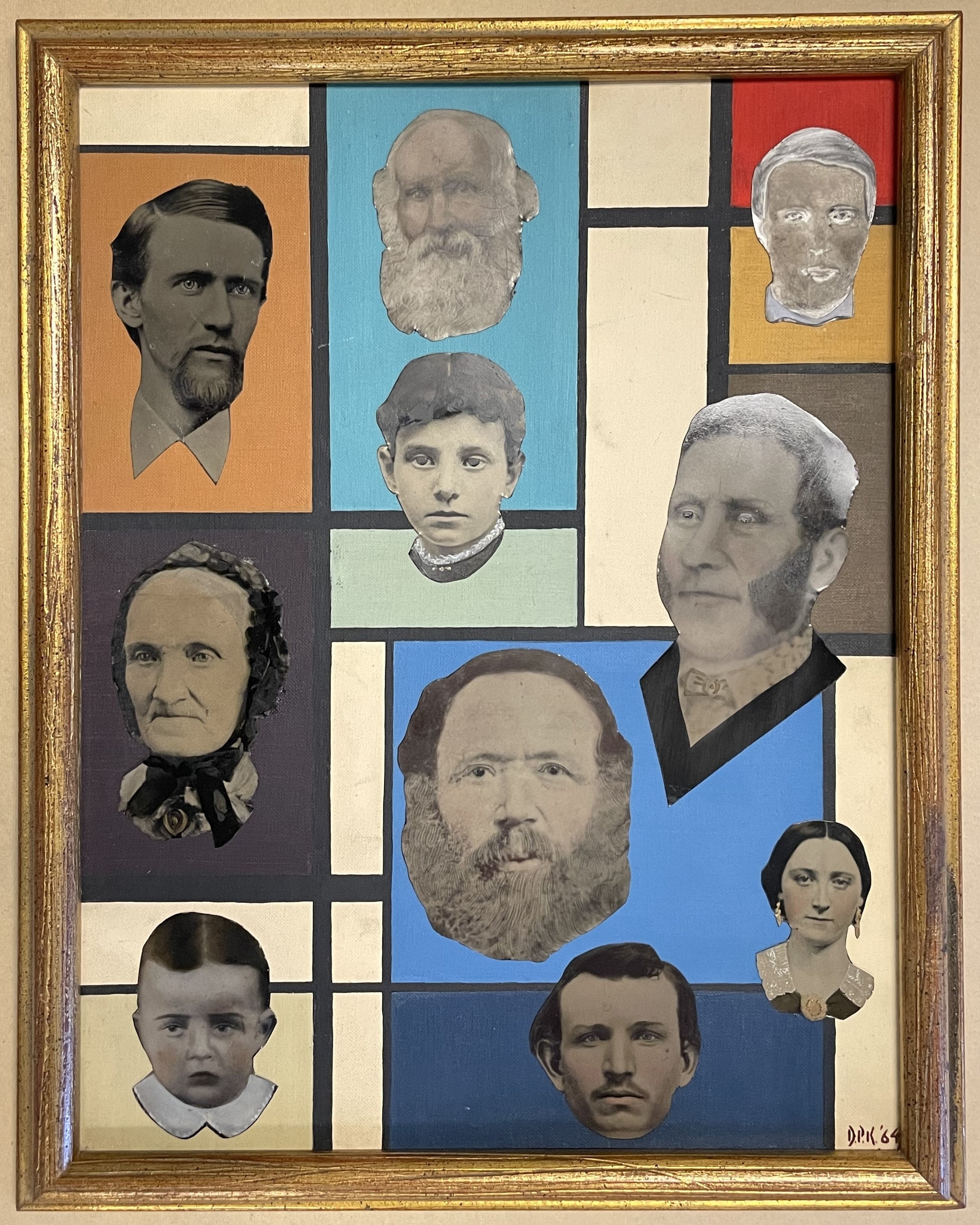 Original Tintype Collage Painting with frame, 1964 - HAPPIEST KID FINDS - Museum-quality antique and vintage posters, original art, preservation and restoration