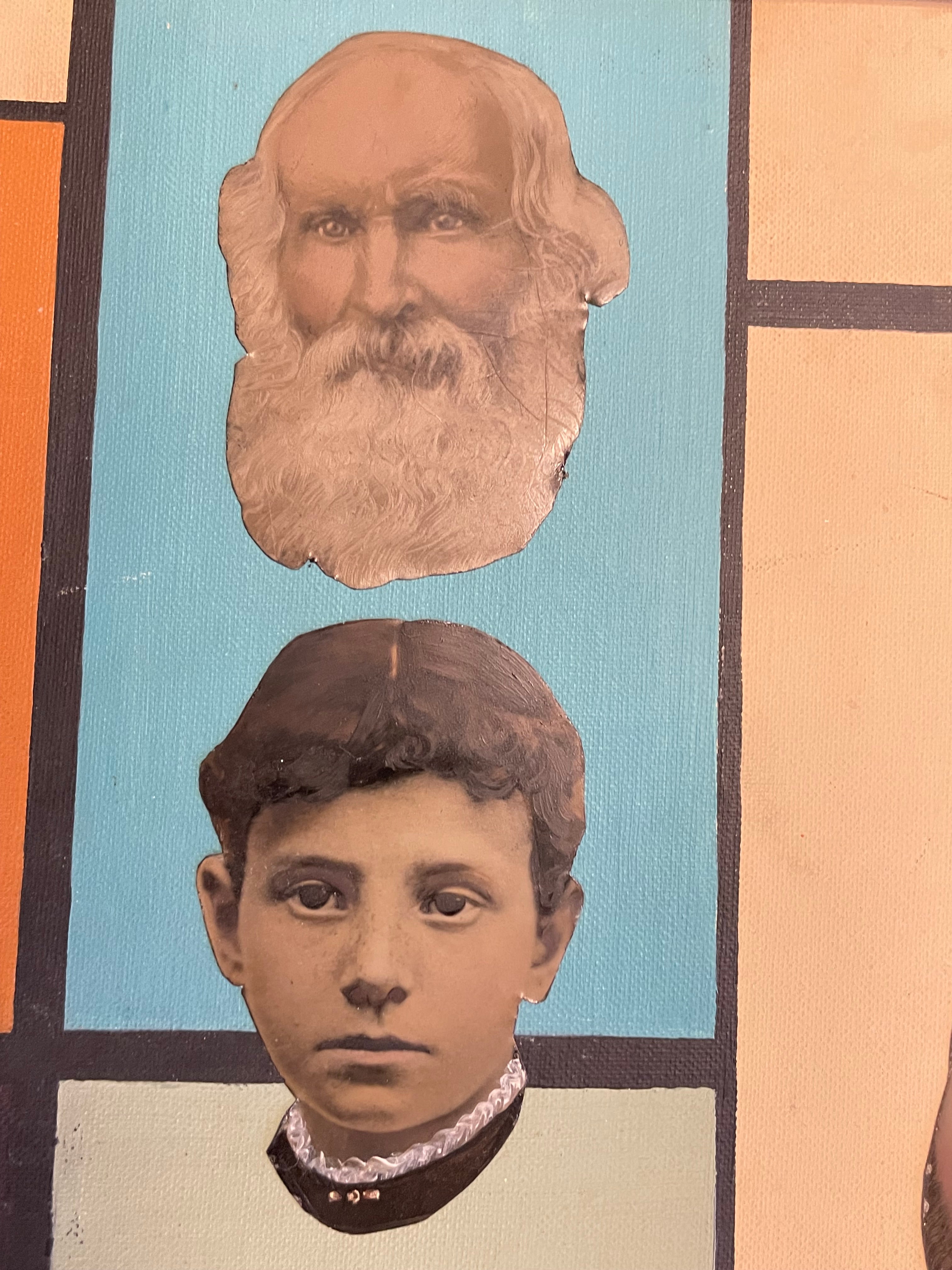 Original Tintype Collage Painting with frame, 1964 - HAPPIEST KID FINDS - Museum-quality antique and vintage posters, original art, preservation and restoration