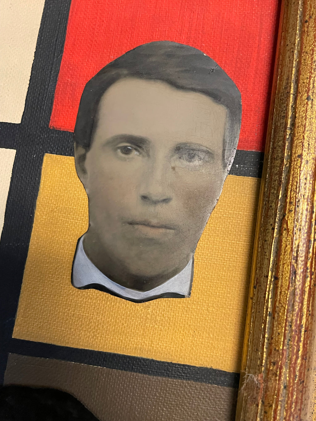 Original Tintype Collage Painting with frame, 1964 - HAPPIEST KID FINDS - Museum-quality antique and vintage posters, original art, preservation and restoration