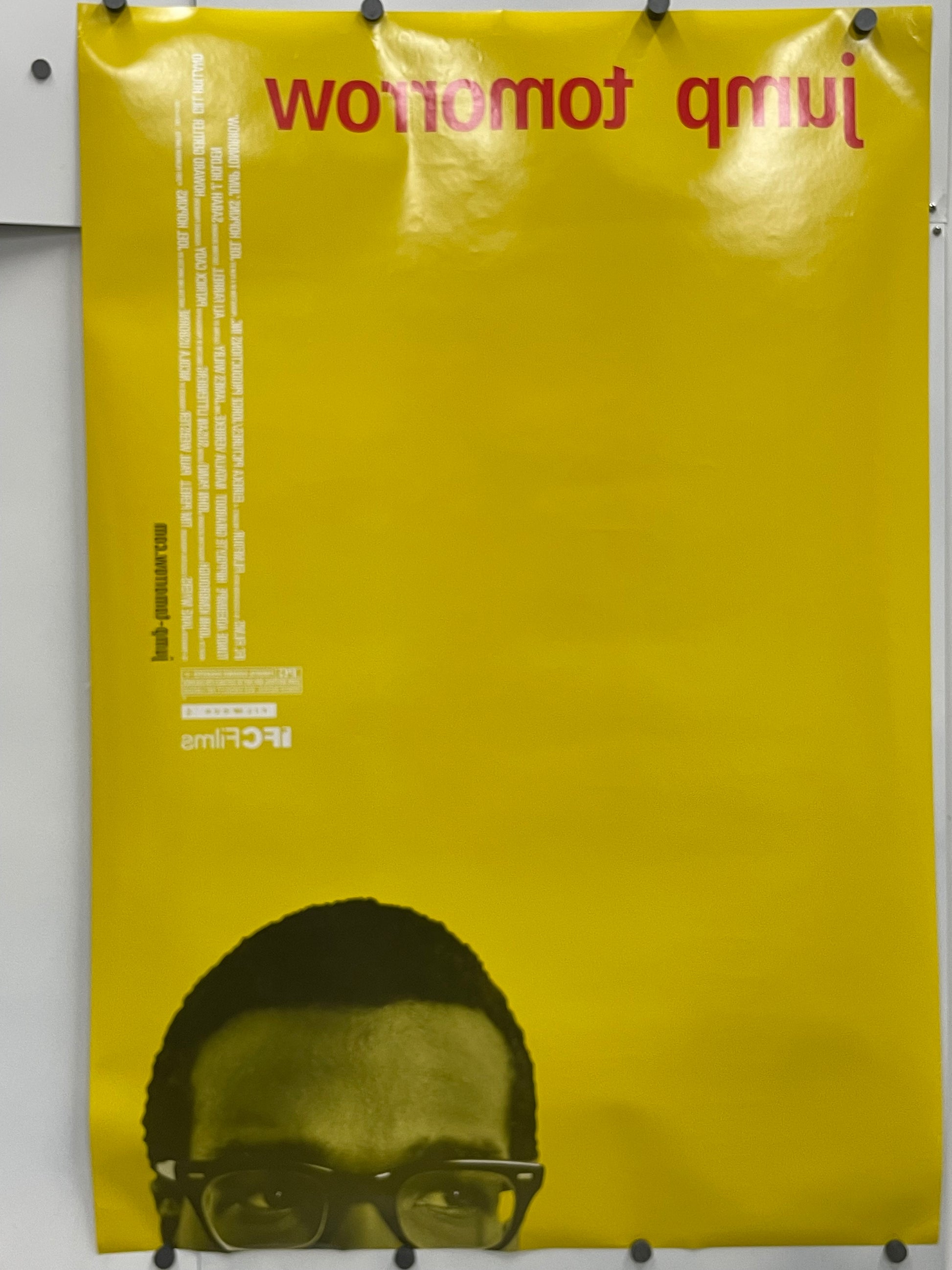 Unusual film poster design, Jump Tomorrow, original rolled US one sheet with a yellow background, 2001 - HAPPIEST KID FINDS - Museum-quality antique and vintage posters, original art, preservation and restoration