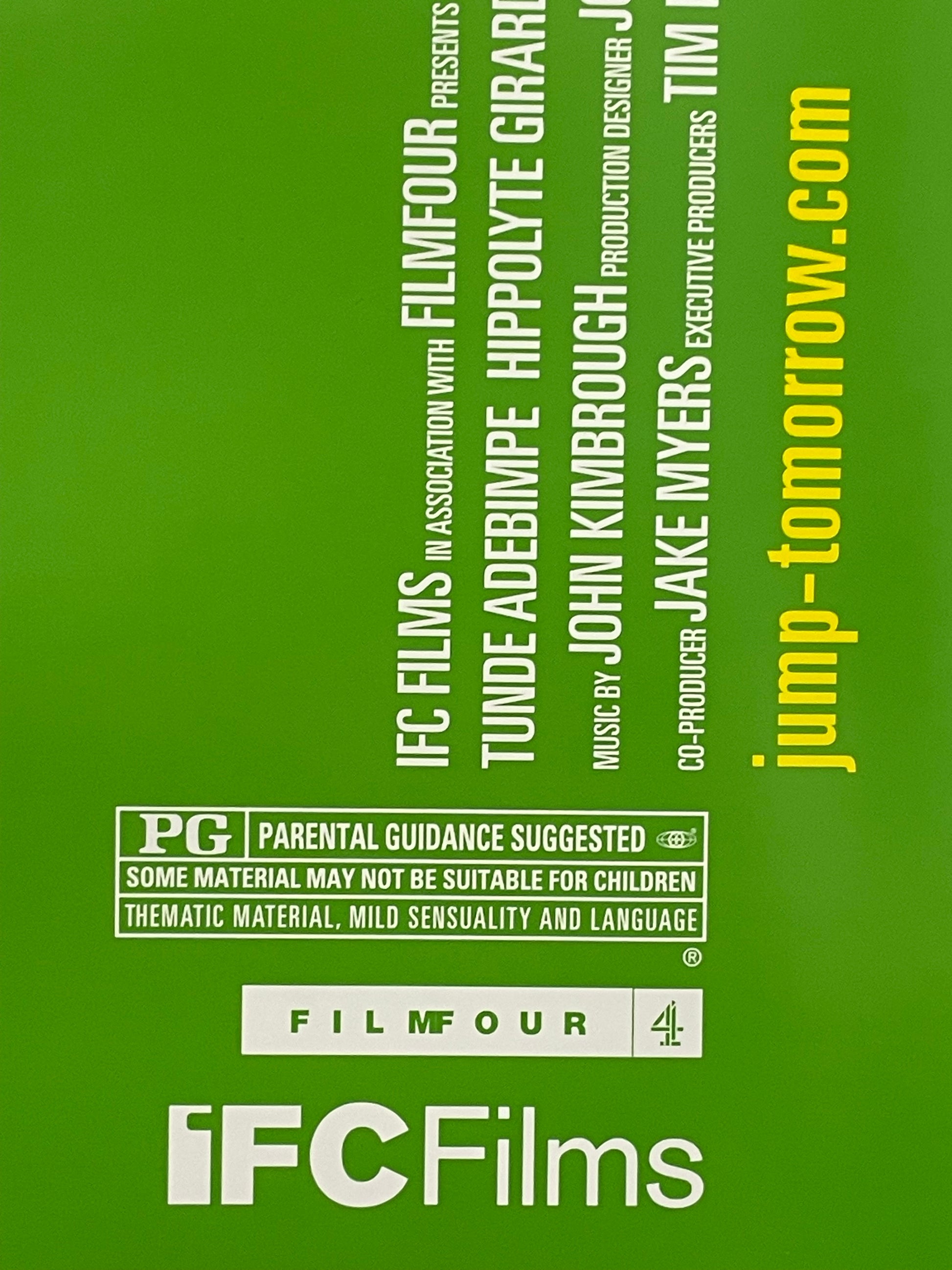 Very cool film poster design, Jump Tomorrow, original rolled US one sheet with a green background, 2001 - HAPPIEST KID FINDS - Museum-quality antique and vintage posters, original art, preservation and restoration