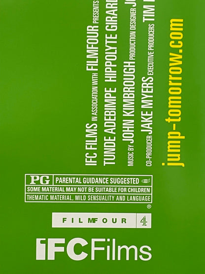 Very cool film poster design, Jump Tomorrow, original rolled US one sheet with a green background, 2001 - HAPPIEST KID FINDS - Museum-quality antique and vintage posters, original art, preservation and restoration