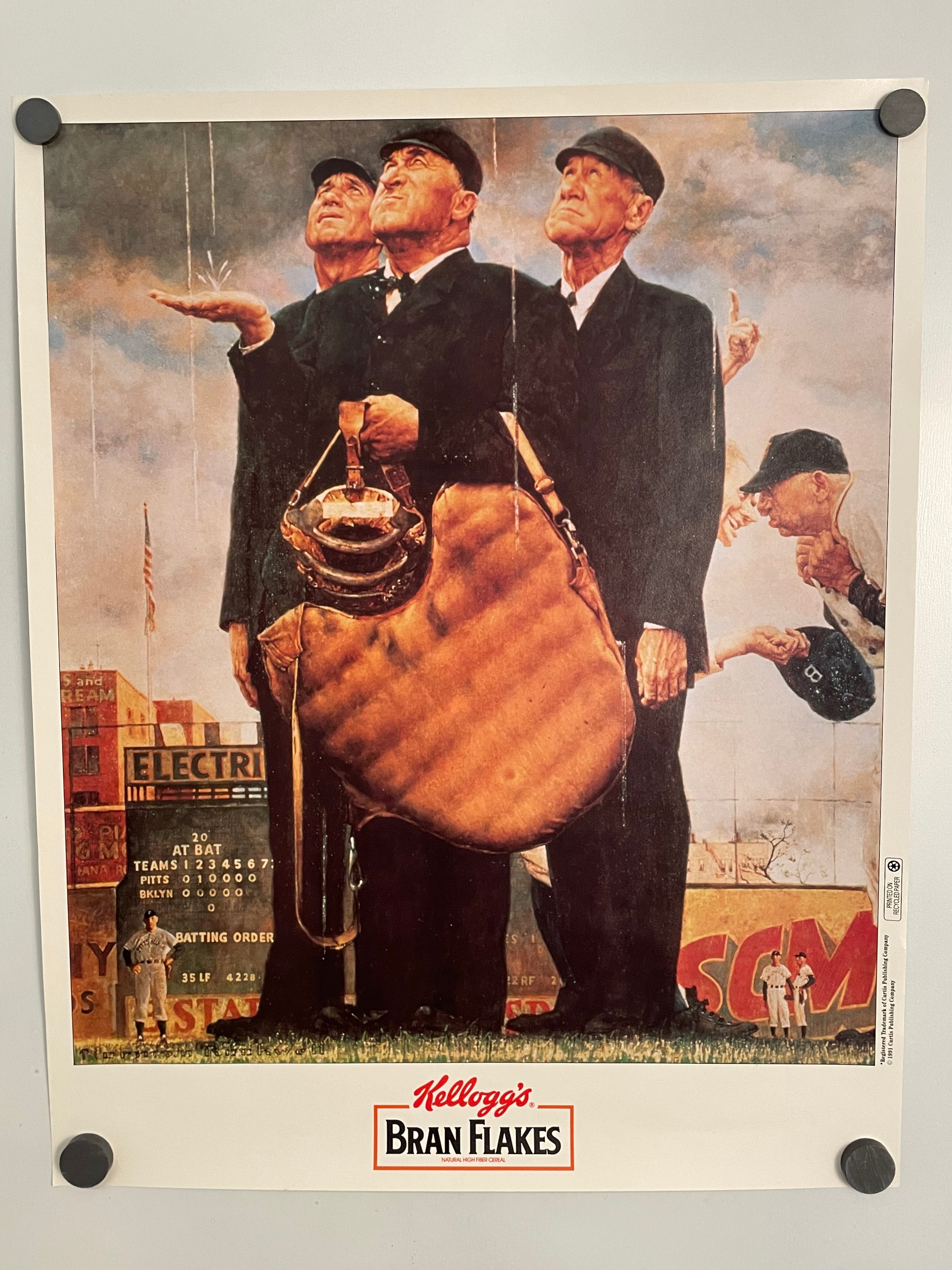 Norman Rockwell Art Poster for Kellogg's Bran Flakes 1991 Rain Delay Happiest Kid Finds