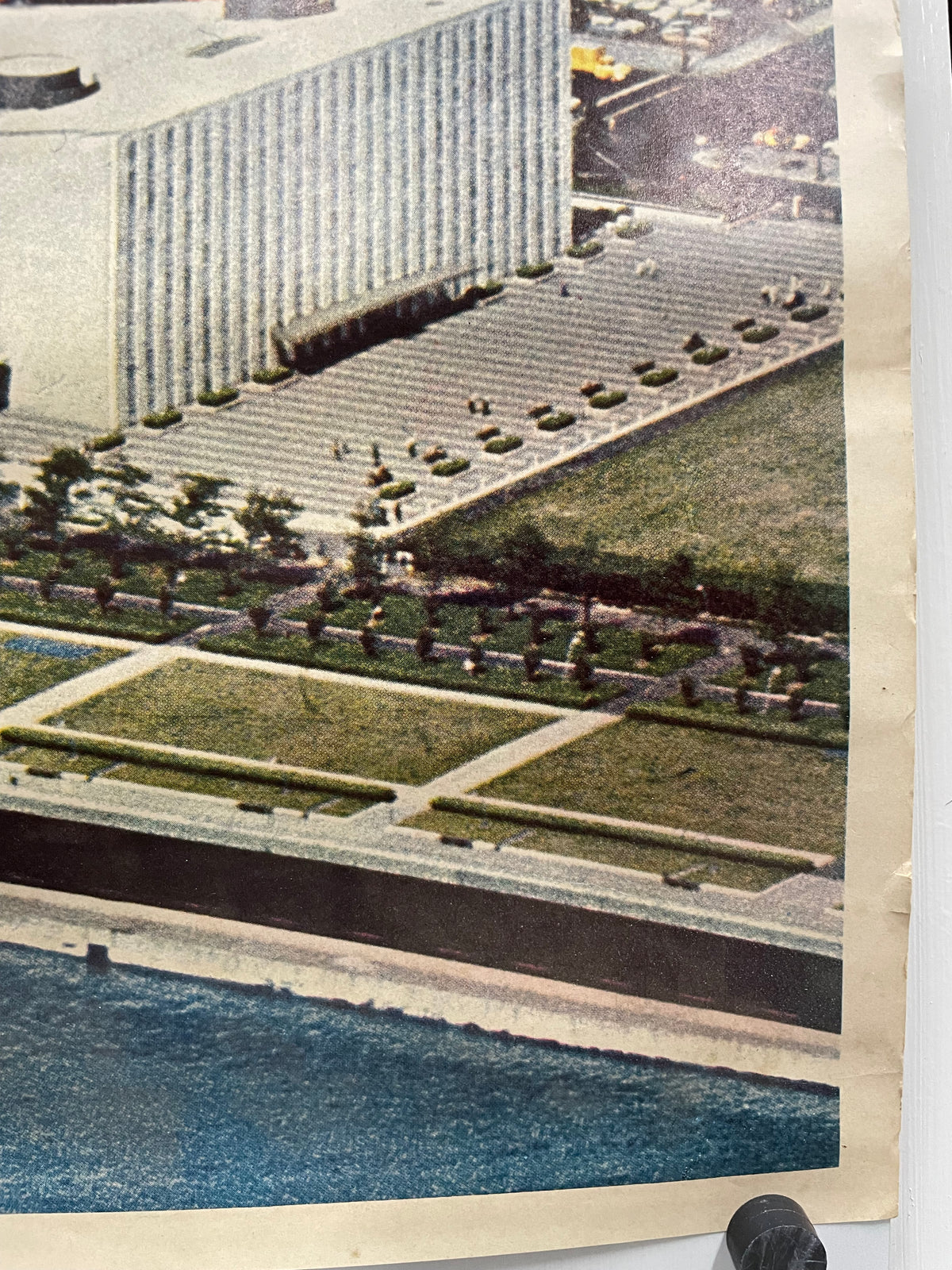 New York - rare and vintage aerial view of Midtown Manhattan skyline from the East River looking to the West showing the Empire State and United Nations Buildings, commercial travel poster of the NYC skyline, c.1979 - rolled - HAPPIEST KID FINDS - Museum-quality antique and vintage posters, original art, preservation and restoration