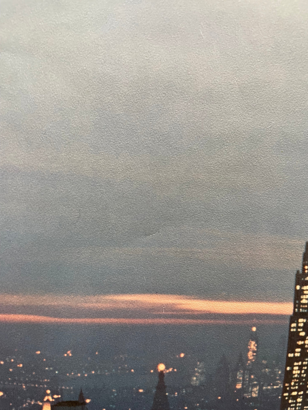 vintage and rare  New York (#809) - aerial view of Manhattan in the evening commercial travel poster, Looart 1968 - HAPPIEST KID FINDS - Museum-quality antique and vintage posters, original art, preservation and restoration
