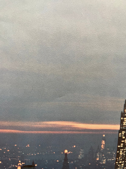 vintage and rare  New York (#809) - aerial view of Manhattan in the evening commercial travel poster, Looart 1968 - HAPPIEST KID FINDS - Museum-quality antique and vintage posters, original art, preservation and restoration