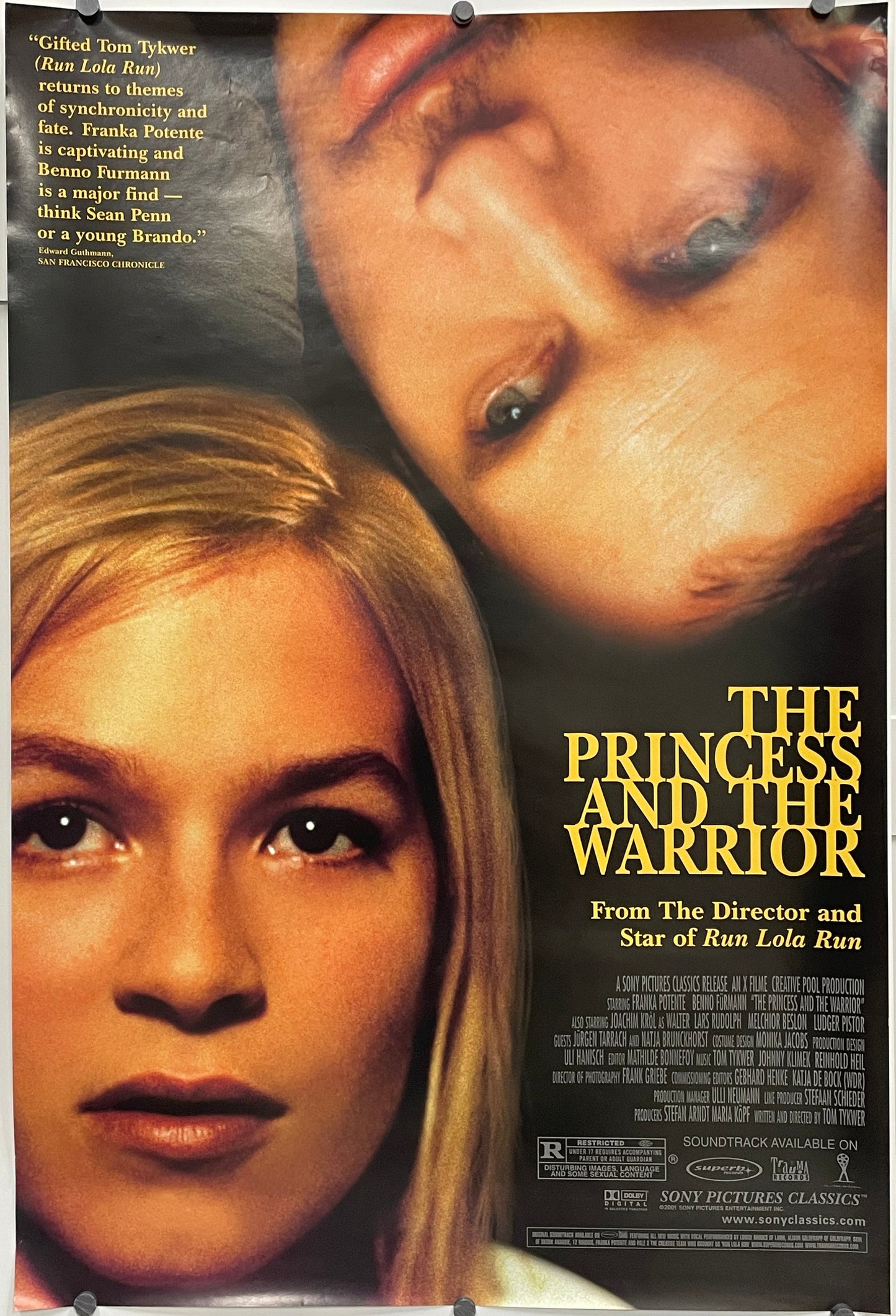 The Princess and the Warrior
rolled original one-sheet film poster, showing close-ups of a man and woman's faces in opposite directions.