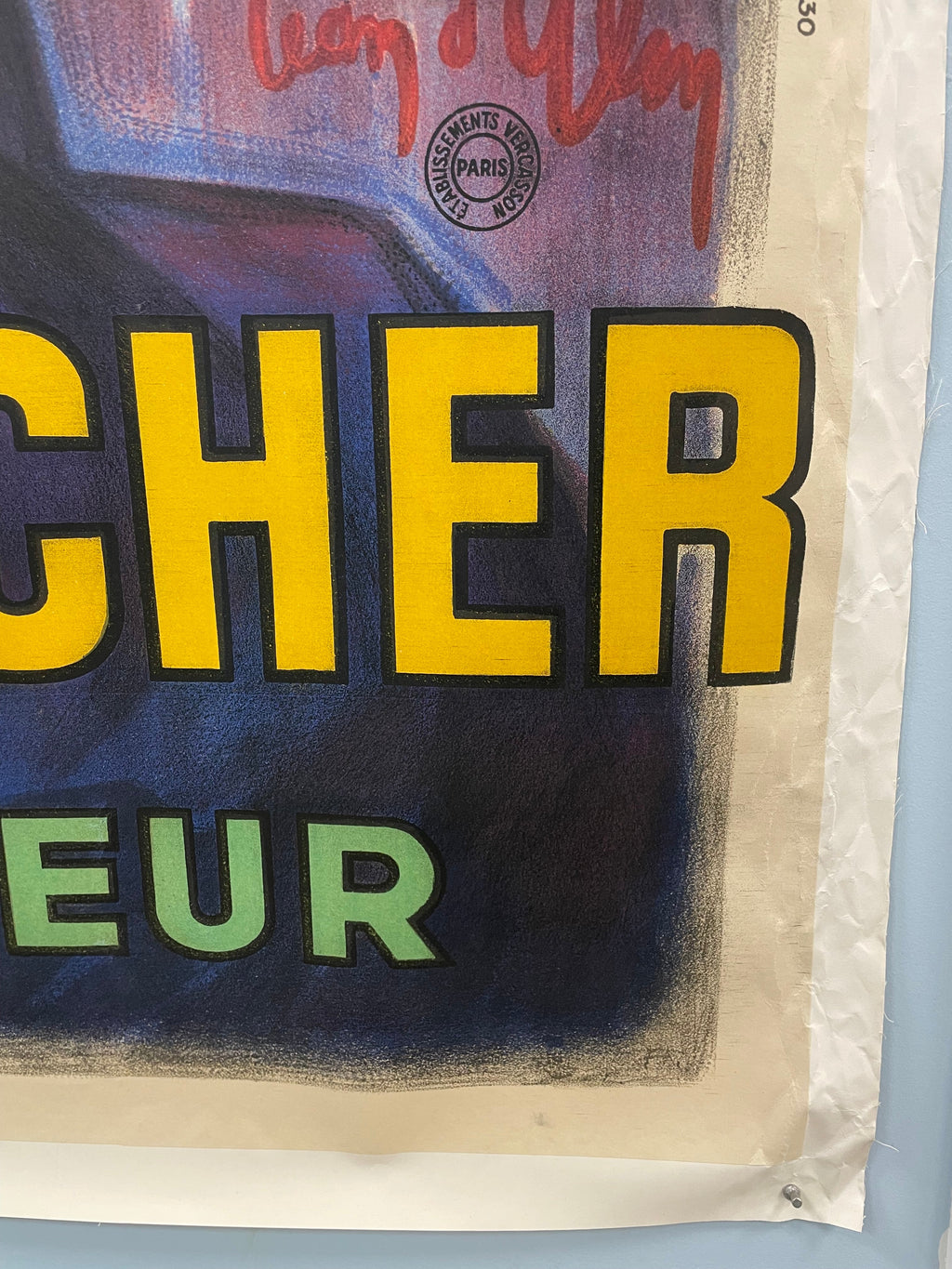 Cherry Rocher French Liqueur Original Oversized Stone Lithograph Poster by the legendary artist Jean D’ylen from 1930 Happiest Kid Finds