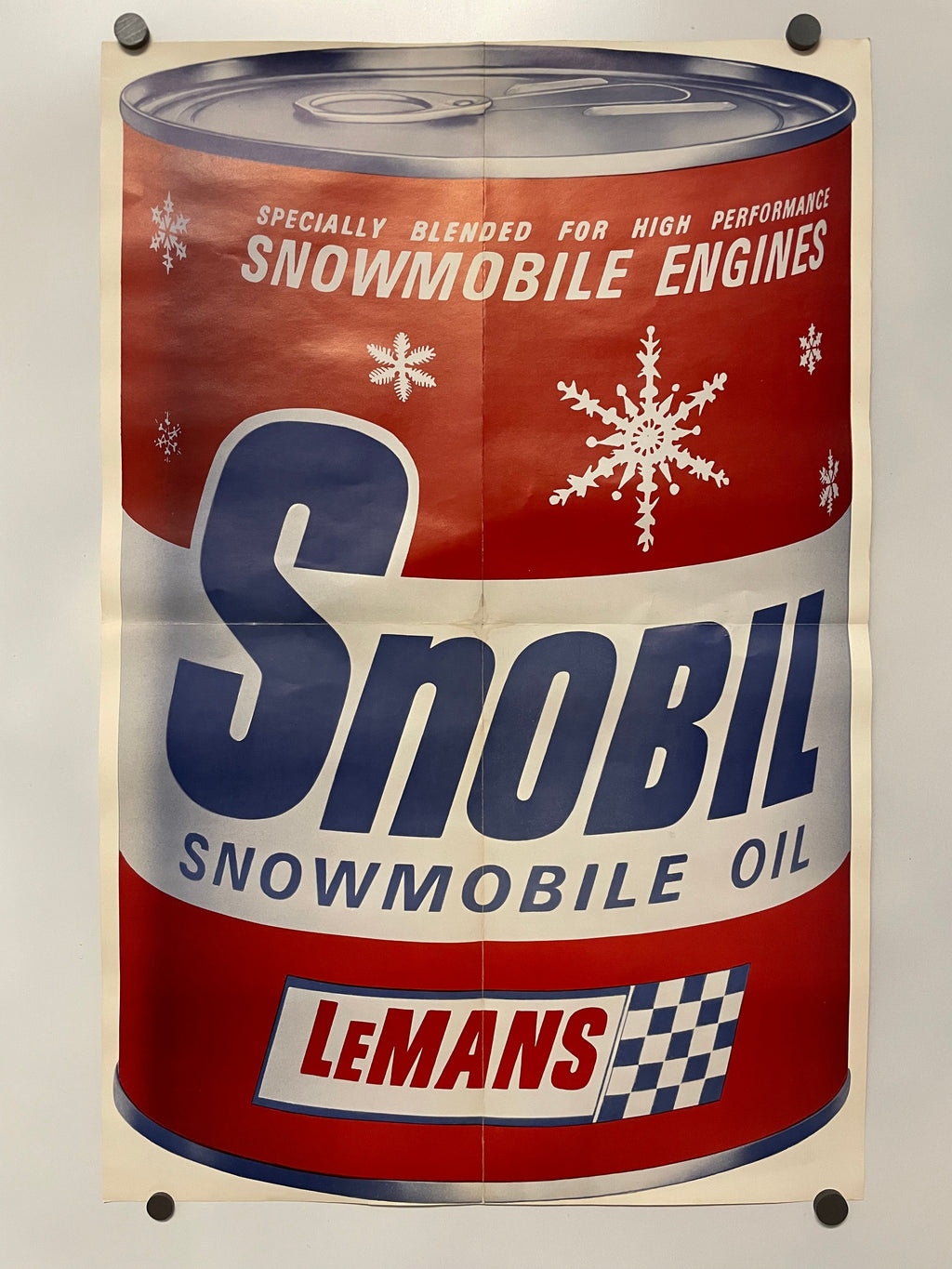 Snobil Snowmobile Oil Le Mans Vintage Racing Advertising Poster 1960s | Happiest Kid Finds Happiest Kid Finds