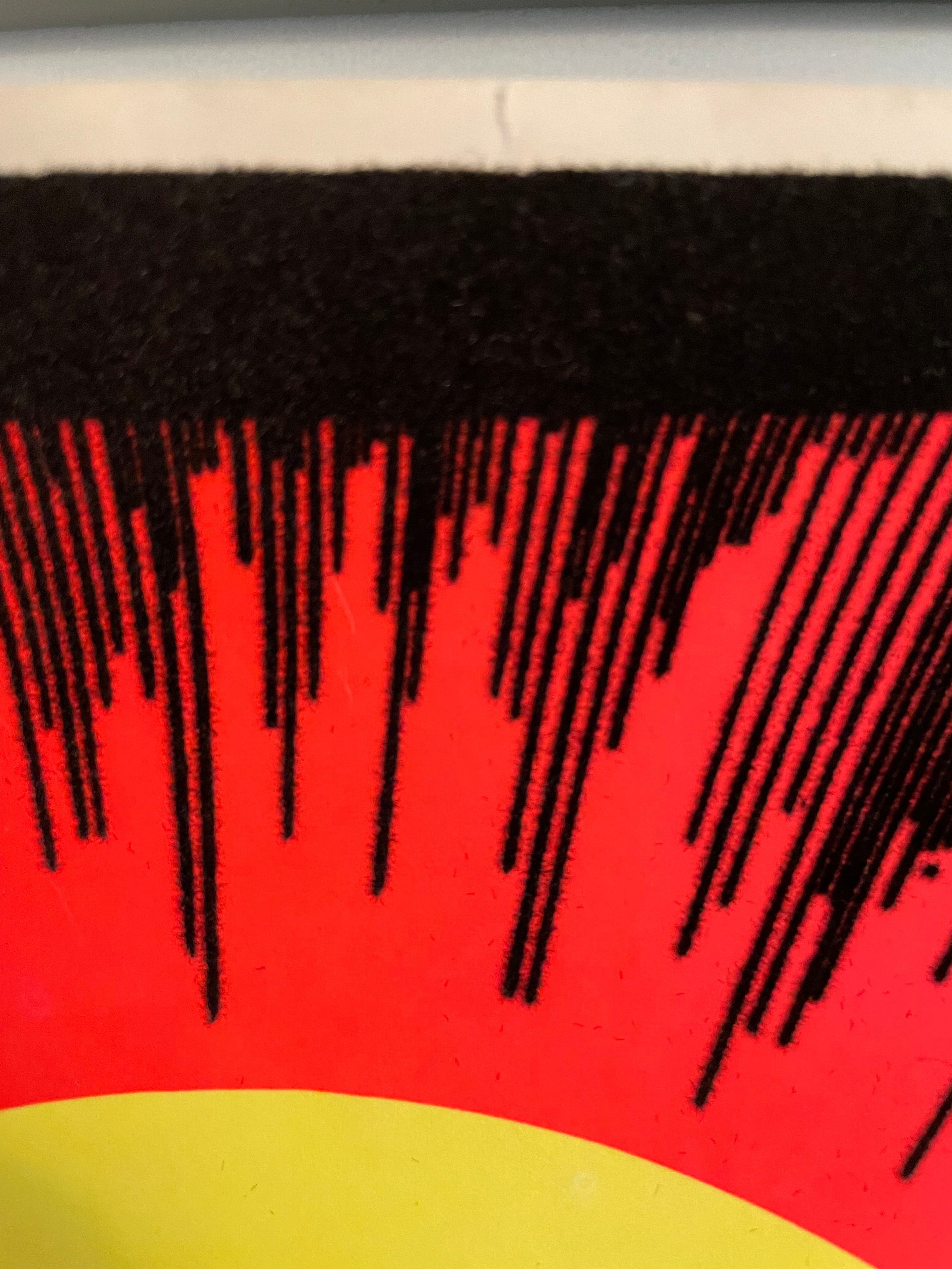 The Skier Psychedelic Flocked Blacklight Vintage Poster c. 1970 Happiest Kid Finds