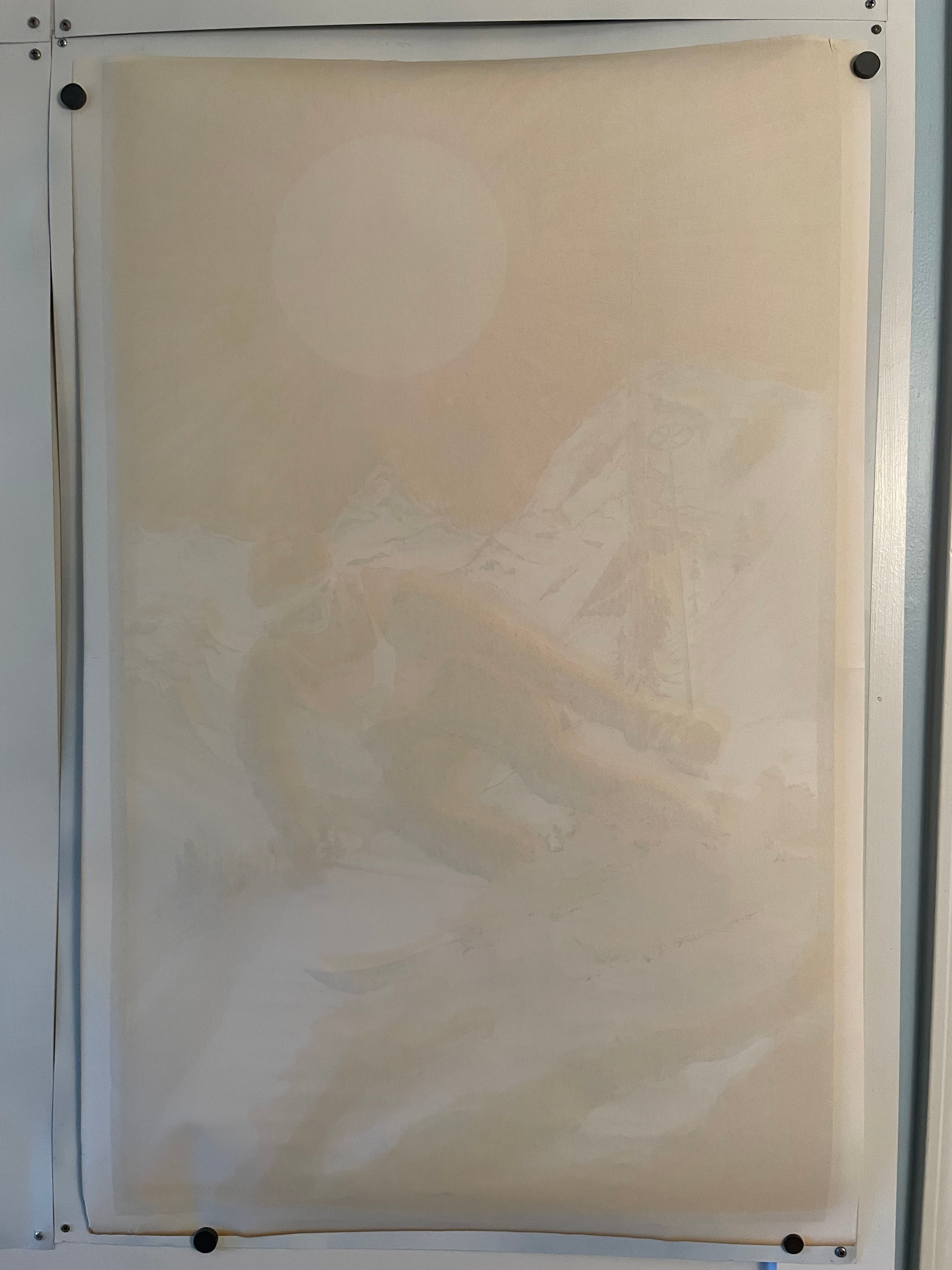 The Skier Psychedelic Flocked Blacklight Vintage Poster c. 1970 Happiest Kid Finds