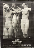 rare and vintage Kunstmuseum Hannover Mit Sammlung Sprengel - Umbo Photographien 1925-1933, exhibition poster, 1979, features black and white poster of female mannequins with exhibition details.