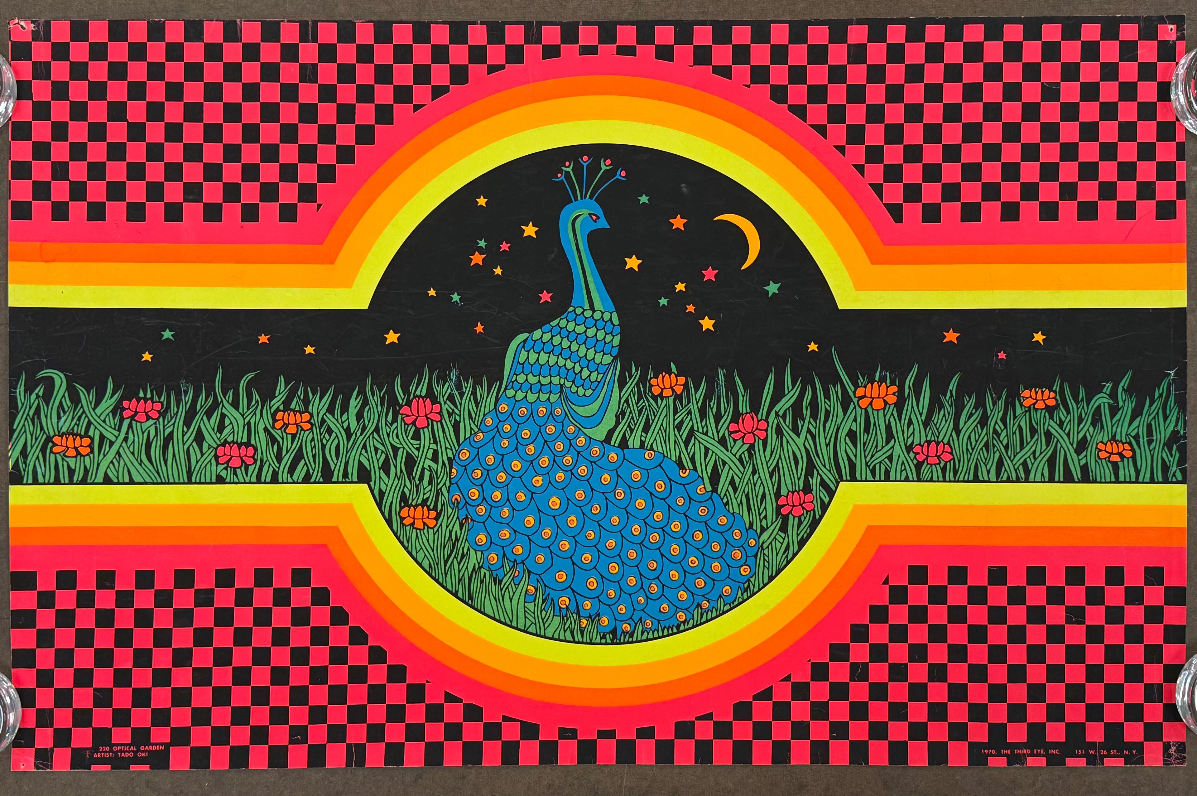 vintage blacklight poster Optical Garden 1970