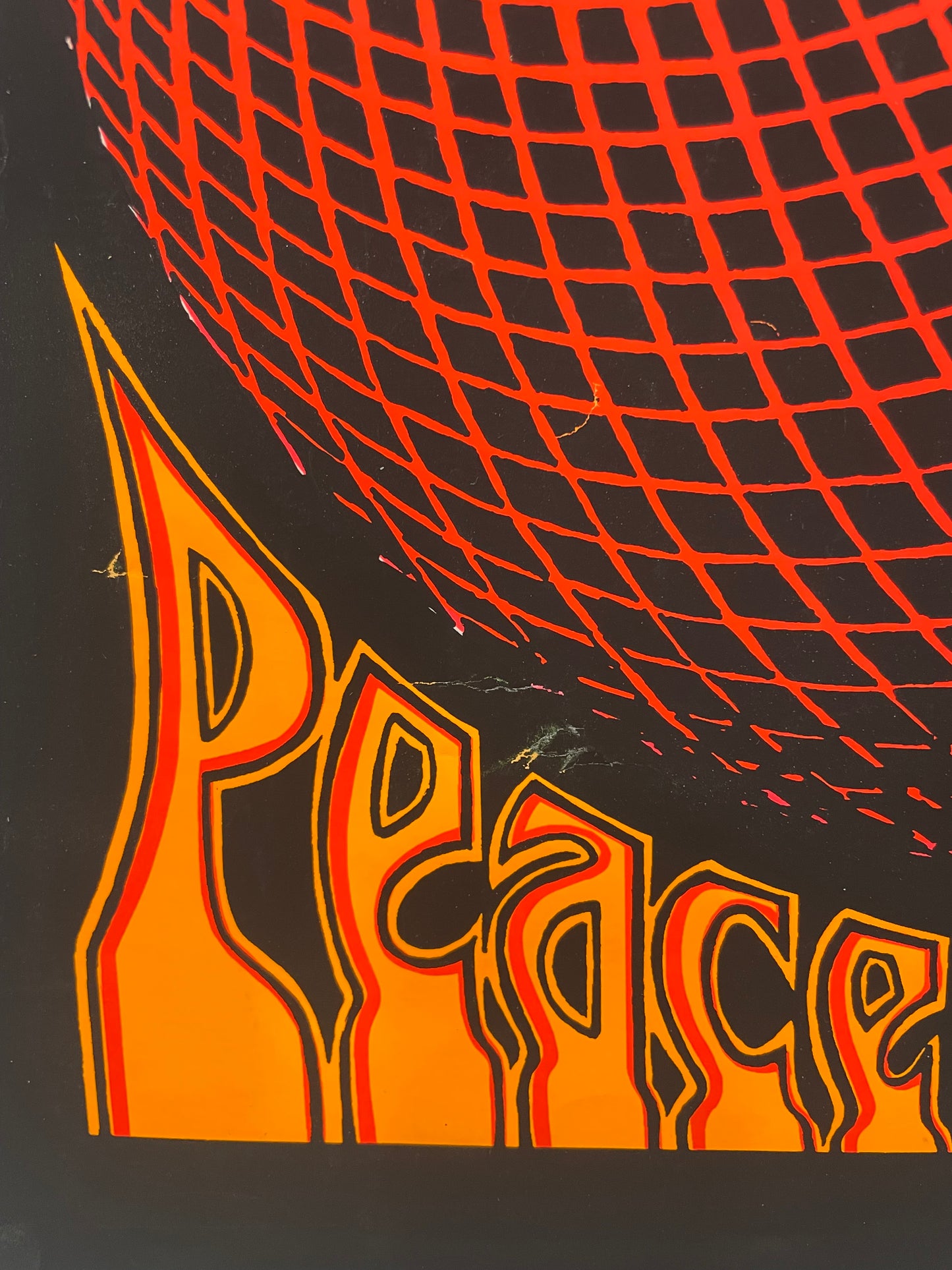 Rare and Vintage, Peace on Earth, screen printed black light poster, 1970