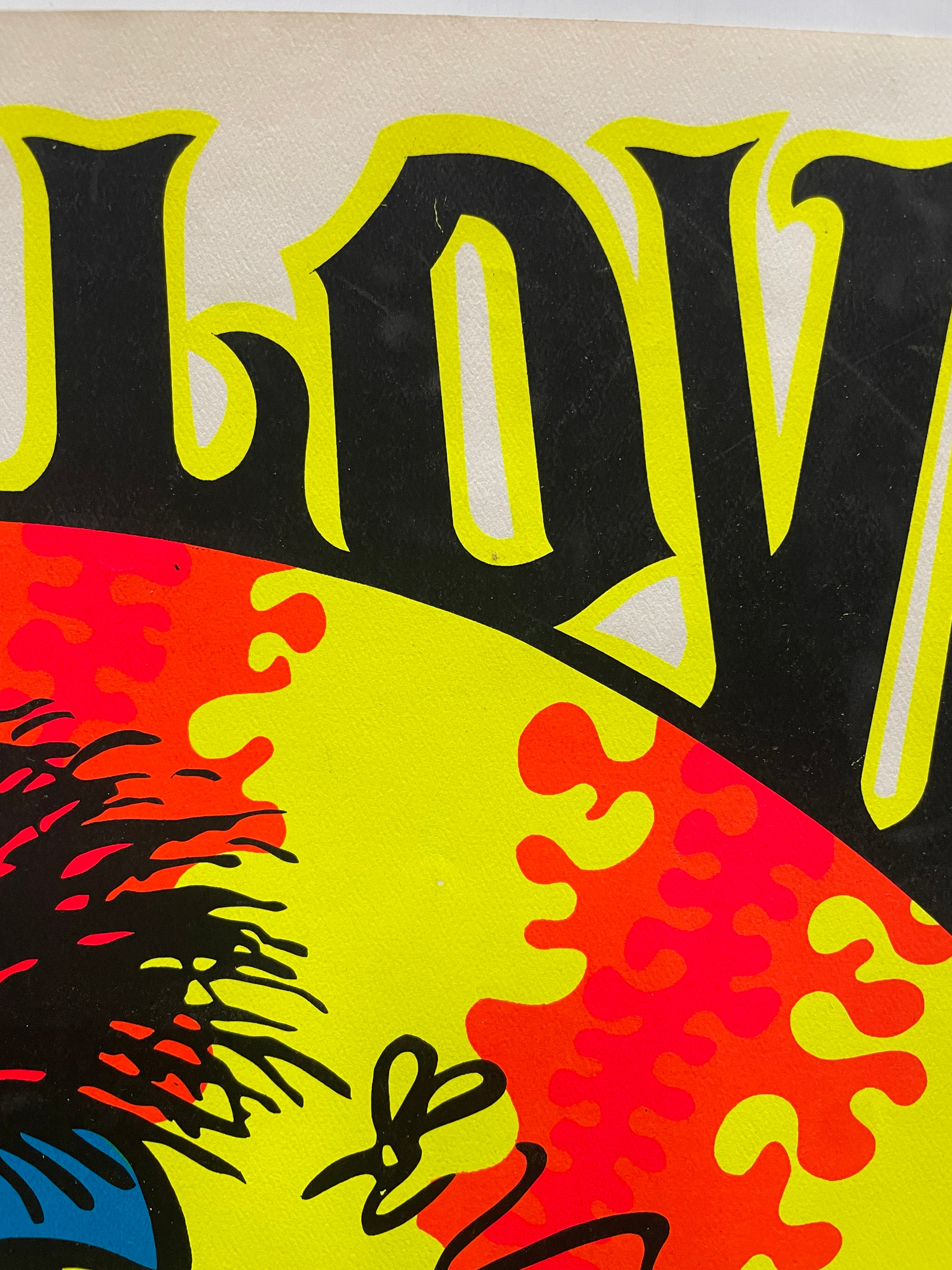 rare and vintage, Make Love Not War,  screen-printed black light poster, 1969 - HAPPIEST KID FINDS - Museum-quality antique and vintage posters, original art, preservation and restoration