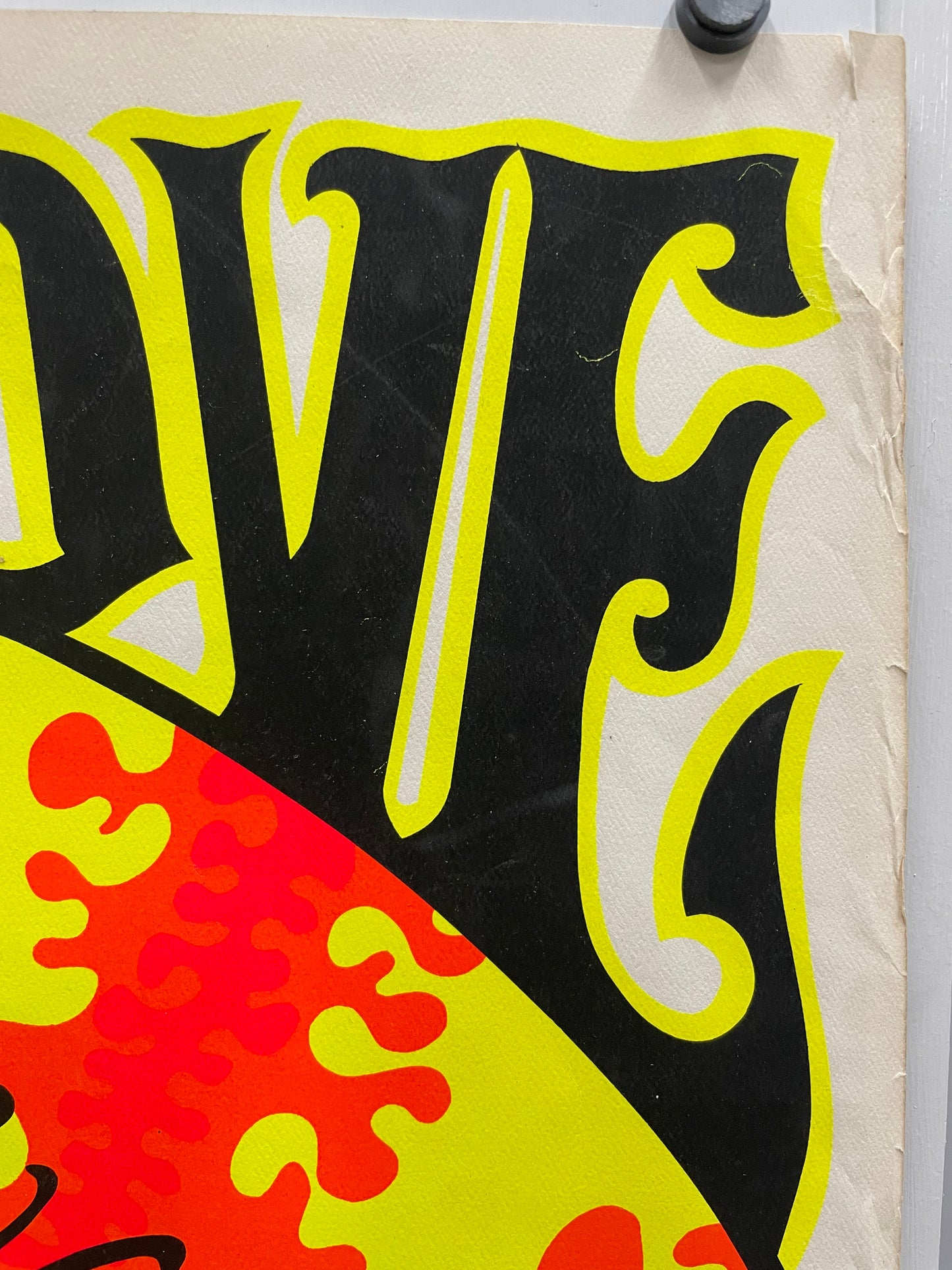 rare and vintage, Make Love Not War,  screen-printed black light poster, 1969