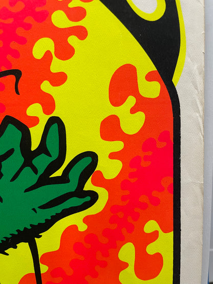 rare and vintage, Make Love Not War,  screen-printed black light poster, 1969