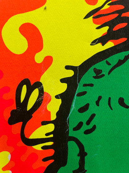 rare and vintage, Make Love Not War,  screen-printed black light poster, 1969