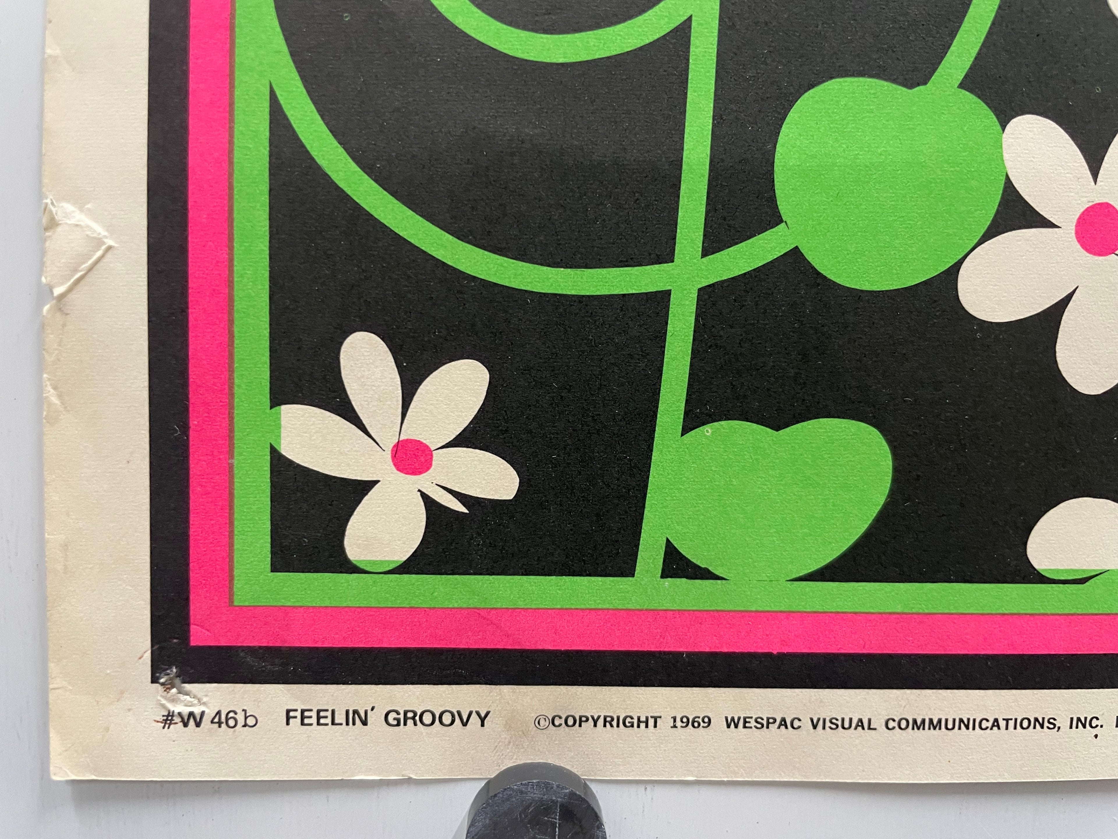 vintage Snoopy, FEELIN' GROOVY, lithographic commercial black light poster, 1969 - HAPPIEST KID FINDS - Museum-quality antique and vintage posters, original art, preservation and restoration