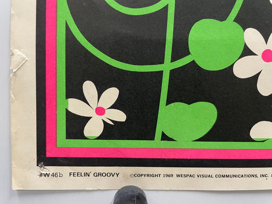 vintage Snoopy, FEELIN' GROOVY, lithographic commercial black light poster, 1969 - HAPPIEST KID FINDS - Museum-quality antique and vintage posters, original art, preservation and restoration