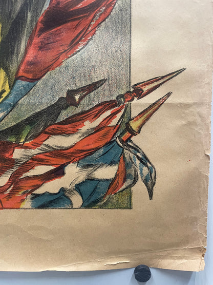 antique, L’Emprunt de la Liberation, lithographic French WW1 poster, 1918