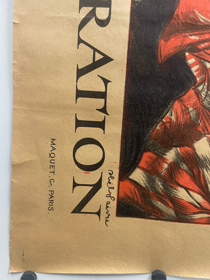 antique, L’Emprunt de la Liberation, lithographic French WW1 poster, 1918