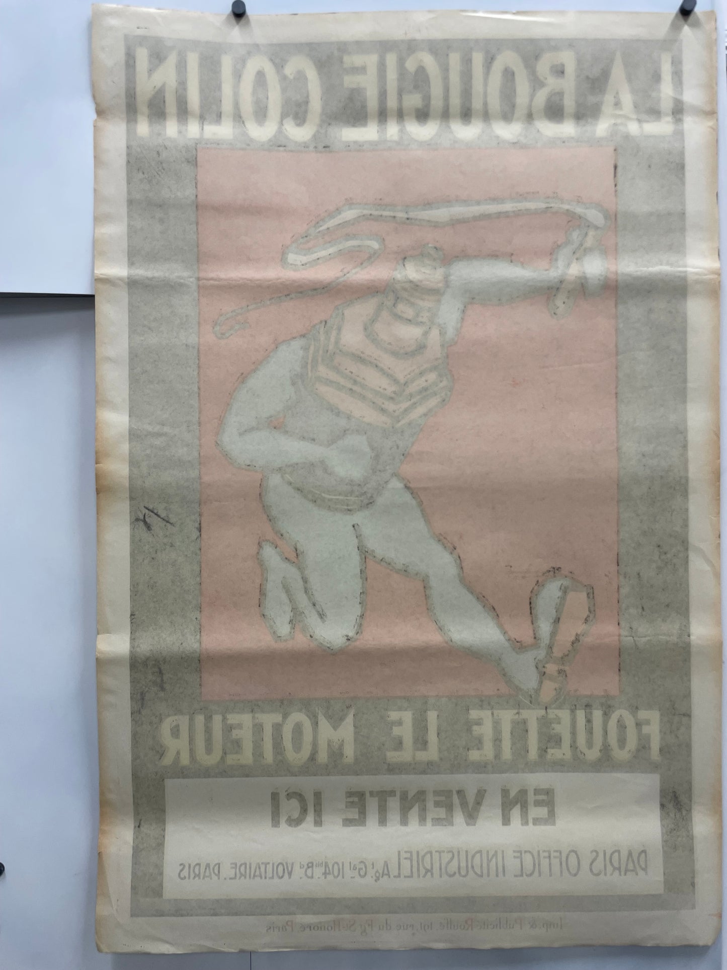 antique, La Bougie Colin - Fouette le Moteur, lithographic poster, c.1930