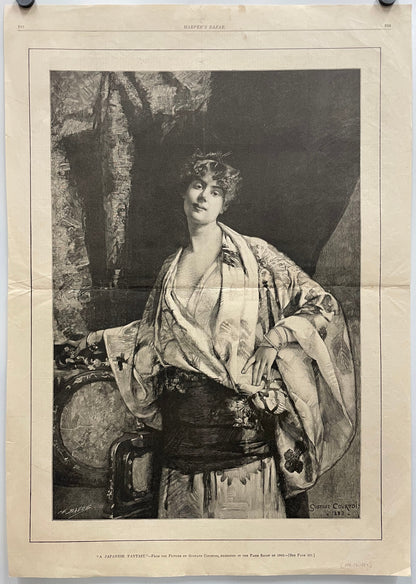 antique, A Japanese Fantasy, engraving from a Harper’s Bazar publication, 1883. 