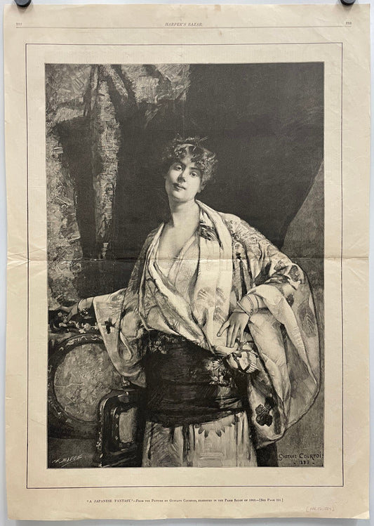 antique, A Japanese Fantasy, engraving from a Harper’s Bazar publication, 1883. 