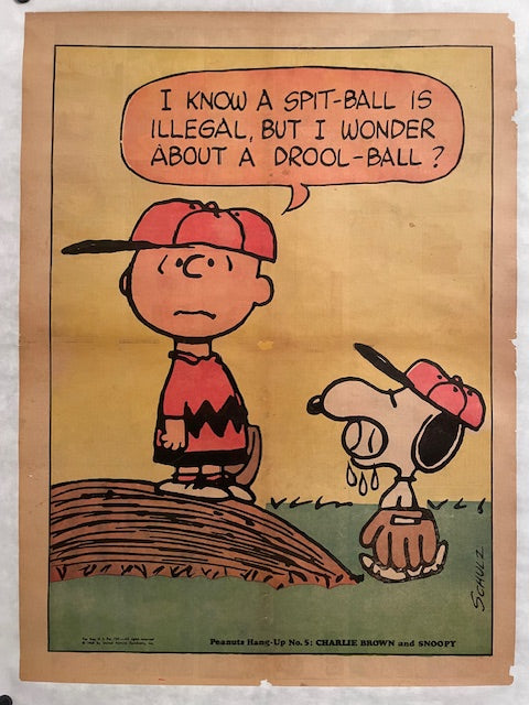 Peanuts Hang-Up No. 5: Charlie Brown and Snoopy (Drool-Ball), Original Vintage Poster, 1968 by United Feature Syndicate for Chicago Tribune Happiest Kid Finds