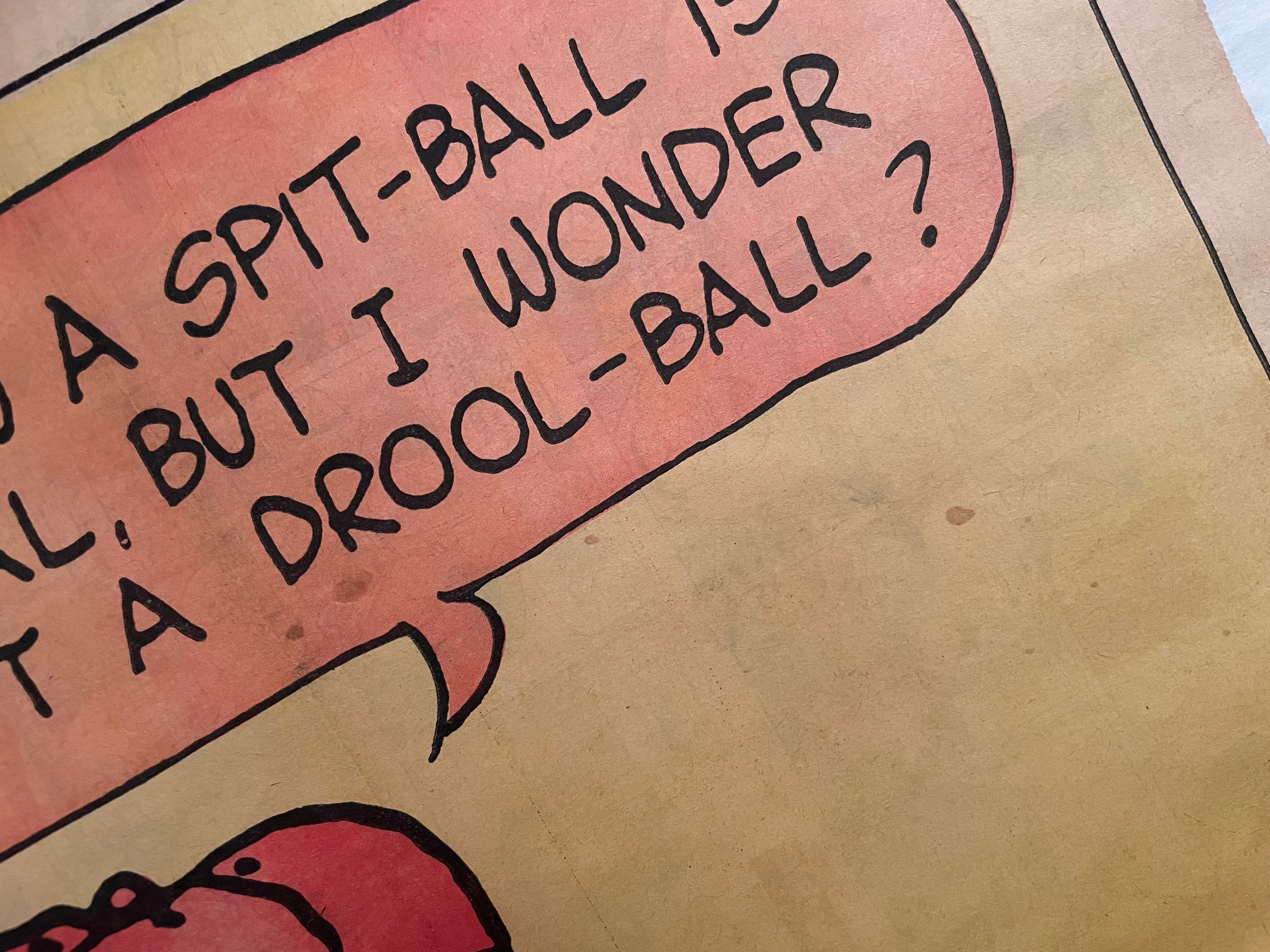 Peanuts Hang-Up No. 5: Charlie Brown and Snoopy (Drool-Ball), Original Vintage Poster, 1968 by United Feature Syndicate for Chicago Tribune Happiest Kid Finds