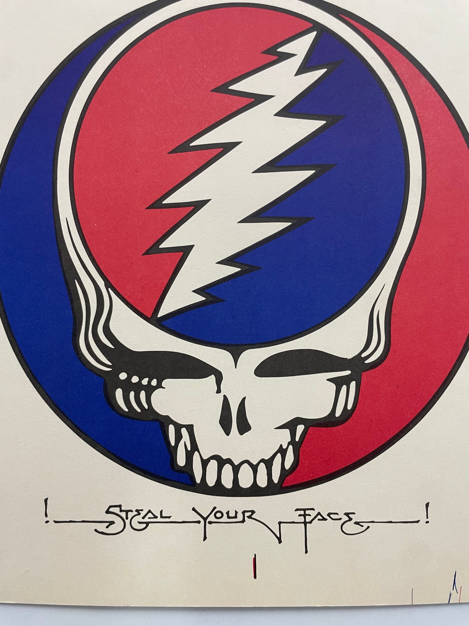 rare and vintage, GRATEFUL DEAD - Steal Your Face, music album promo poster produced by Atlantic Recording Corp., 1977 - HAPPIEST KID FINDS - Museum-quality antique and vintage posters, original art, preservation and restoration