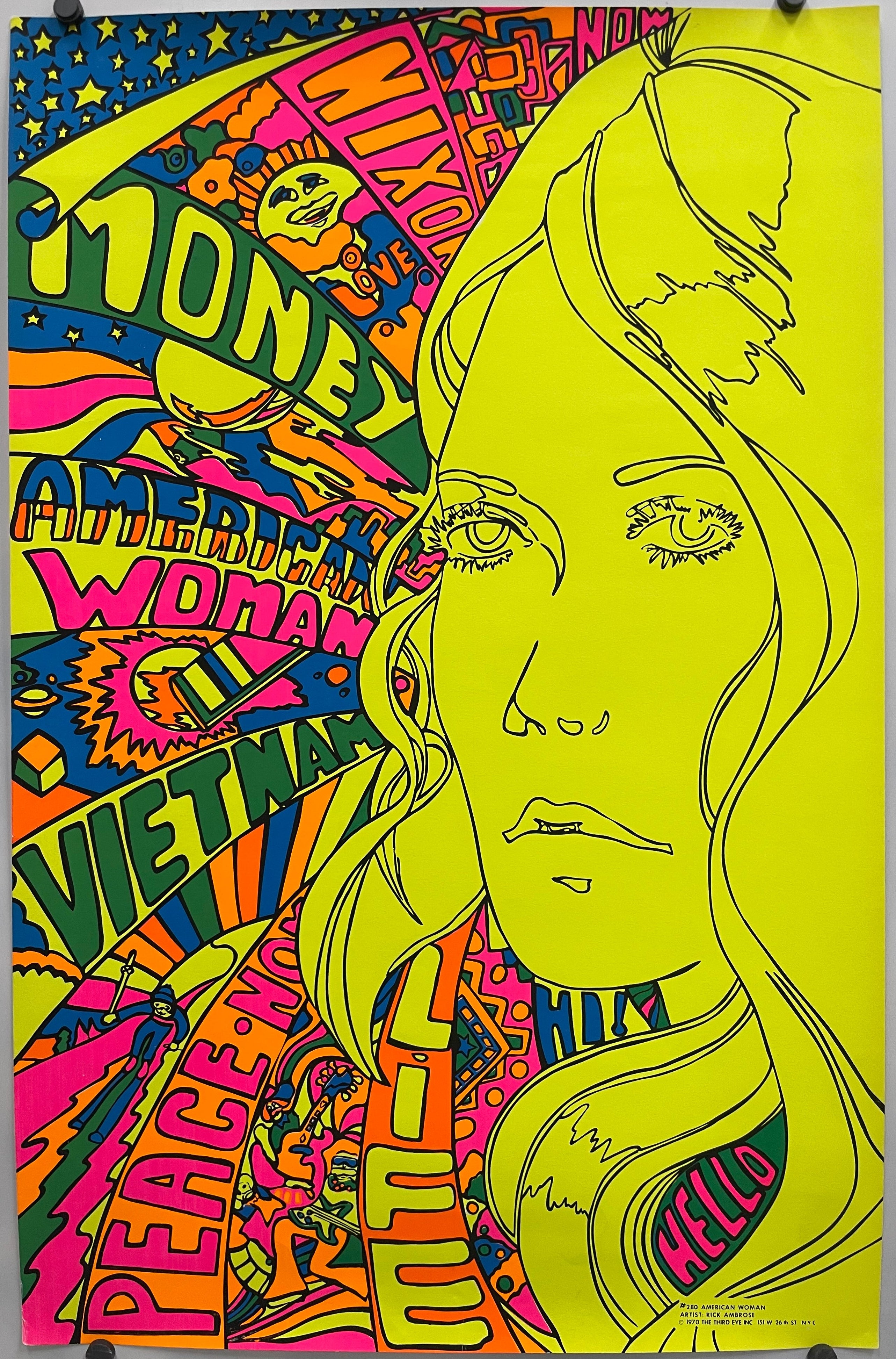 art restoration vintage poster art gallery: American Woman 1970