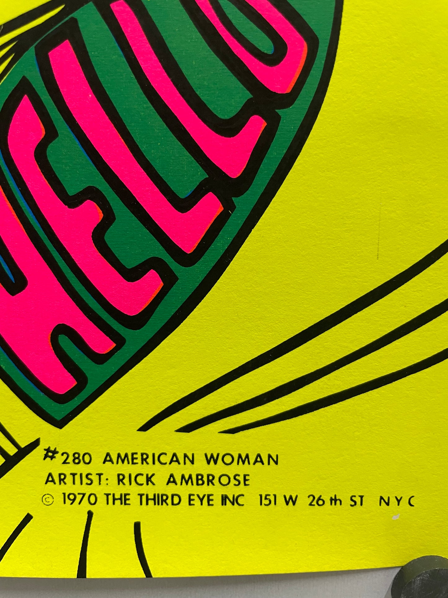 vintage, American Woman,  psychedelic commercial black light poster, 1970 - HAPPIEST KID FINDS - Museum-quality antique and vintage posters, original art, preservation and restoration