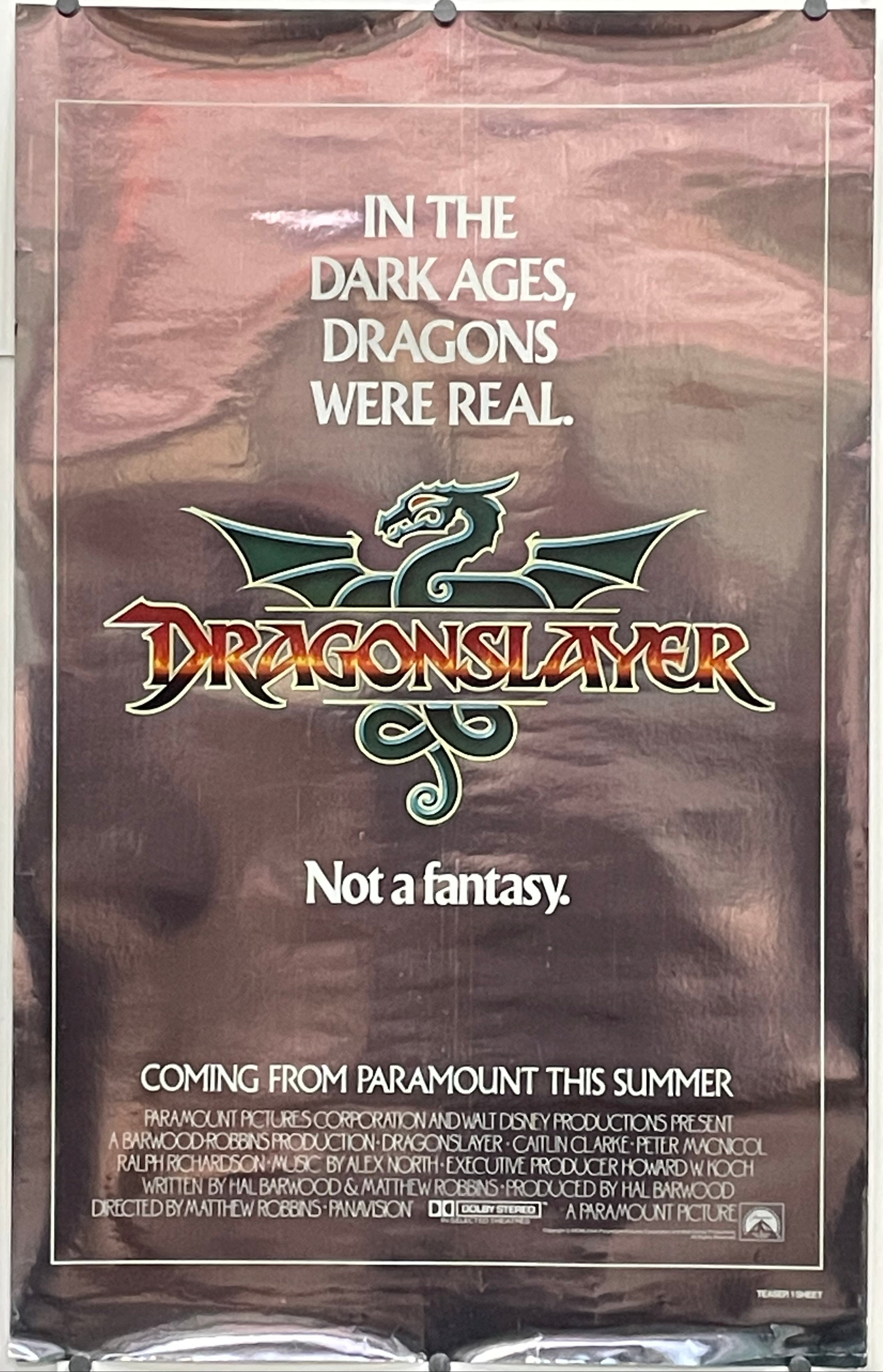 Dragonslayer Teaser 1-sheet (lavender foil)&nbsp;
In the Dark Ages, Dragons Were Real - Not a Fantasy
vintage and rare sci-fi adventure rolled Teaser 1-sheet film poster