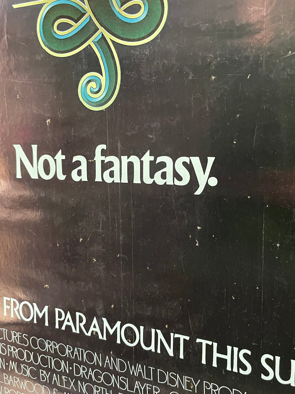 vintage and rare, Dragonslayer, rolled Teaser 1-sheet (lavender foil), 1981 - HAPPIEST KID FINDS - Museum-quality antique and vintage posters, original art, preservation and restoration
