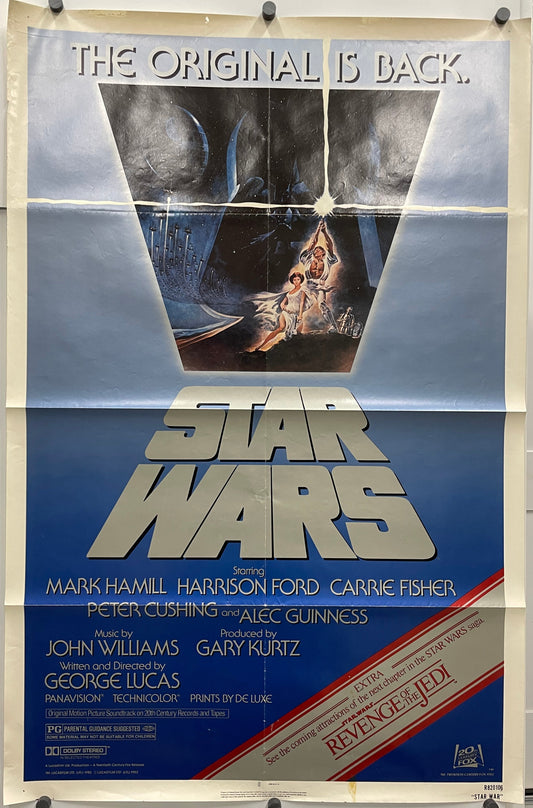 Star Wars - The Original is Back (Re-Release) authentic and vintage offset-lithographic sci-fi adventure film poster, 1982