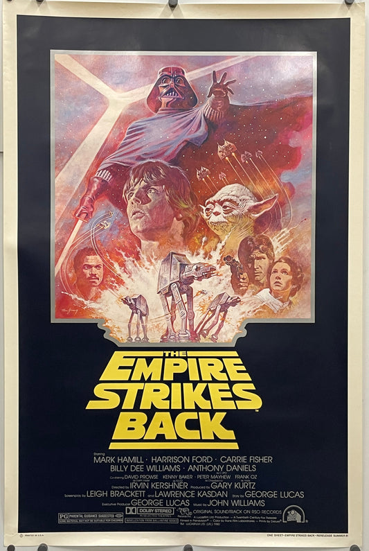 vintage and original, Empire Strikes Back (Re-release), rolled sci-fi film poster, 1981