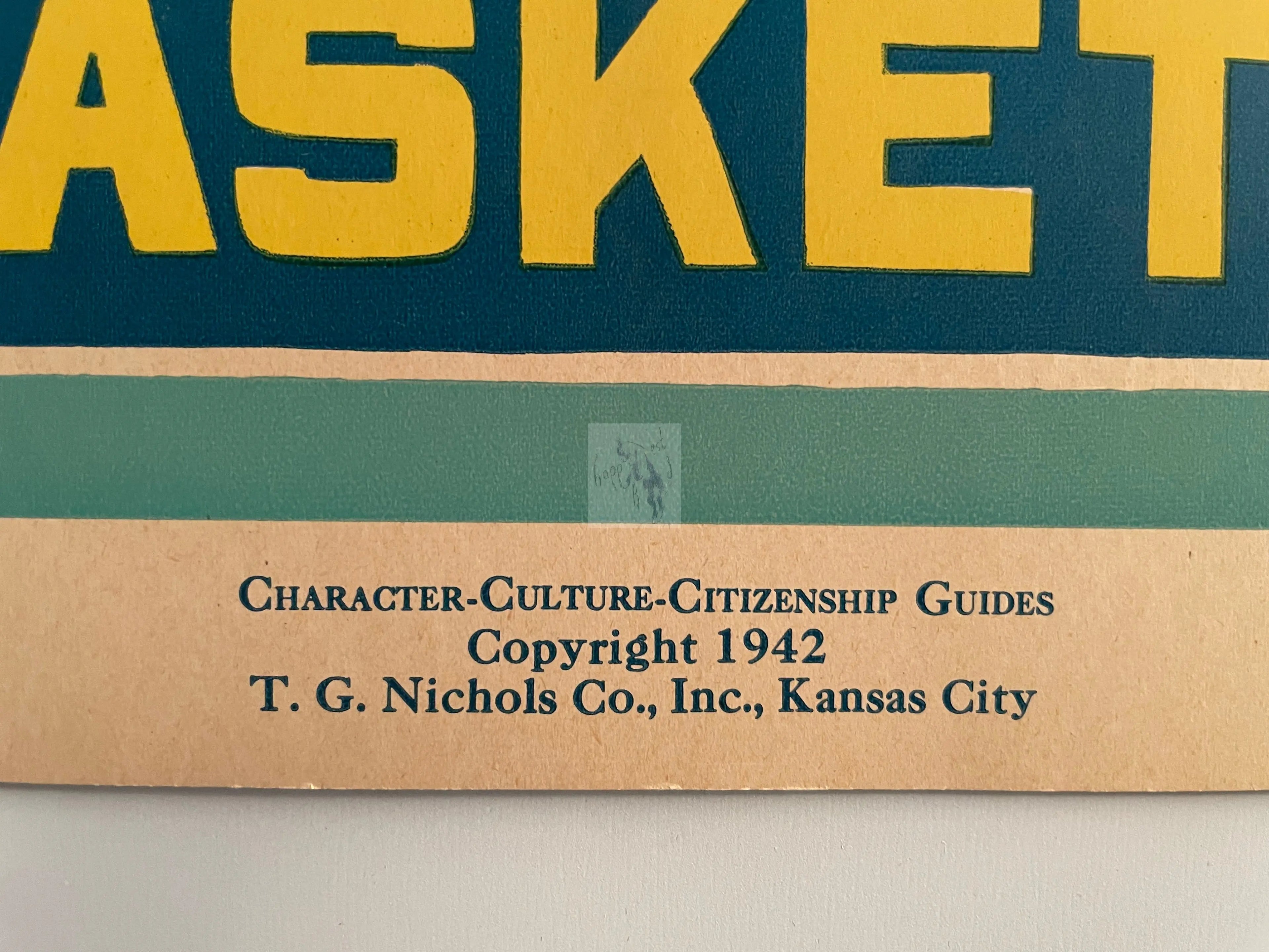 Number 33, Use Baskets (May) - Character Culture Citizenship Guides, vintage educational motivational poster, 1942 Happiest Kid Finds