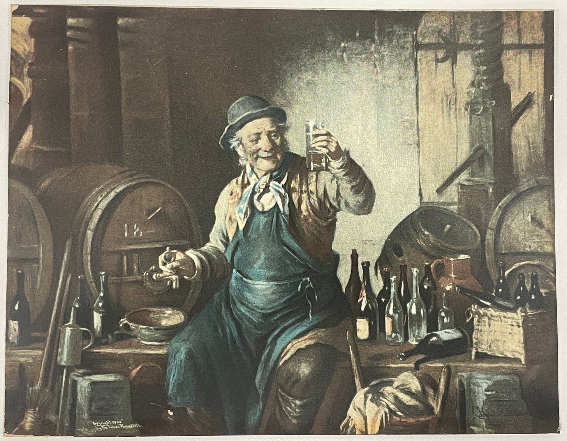 one-of-a-kind framed antique, Wohl BeKomms - A New Vintage, offset-lithograph of brewer, c.1903 - HAPPIEST KID FINDS - Museum-quality antique and vintage posters, original art, preservation and restoration