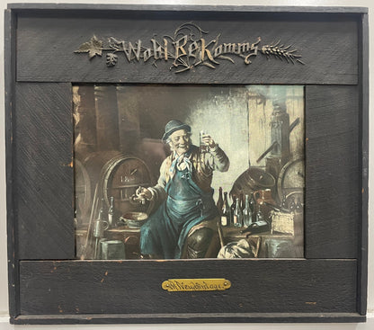 Wohl BeKomms - A New Vintage (Well Received - A New Vintage)
&nbsp;one-of-a-kind framed antique offset-lithograph of brewer sampling his creation