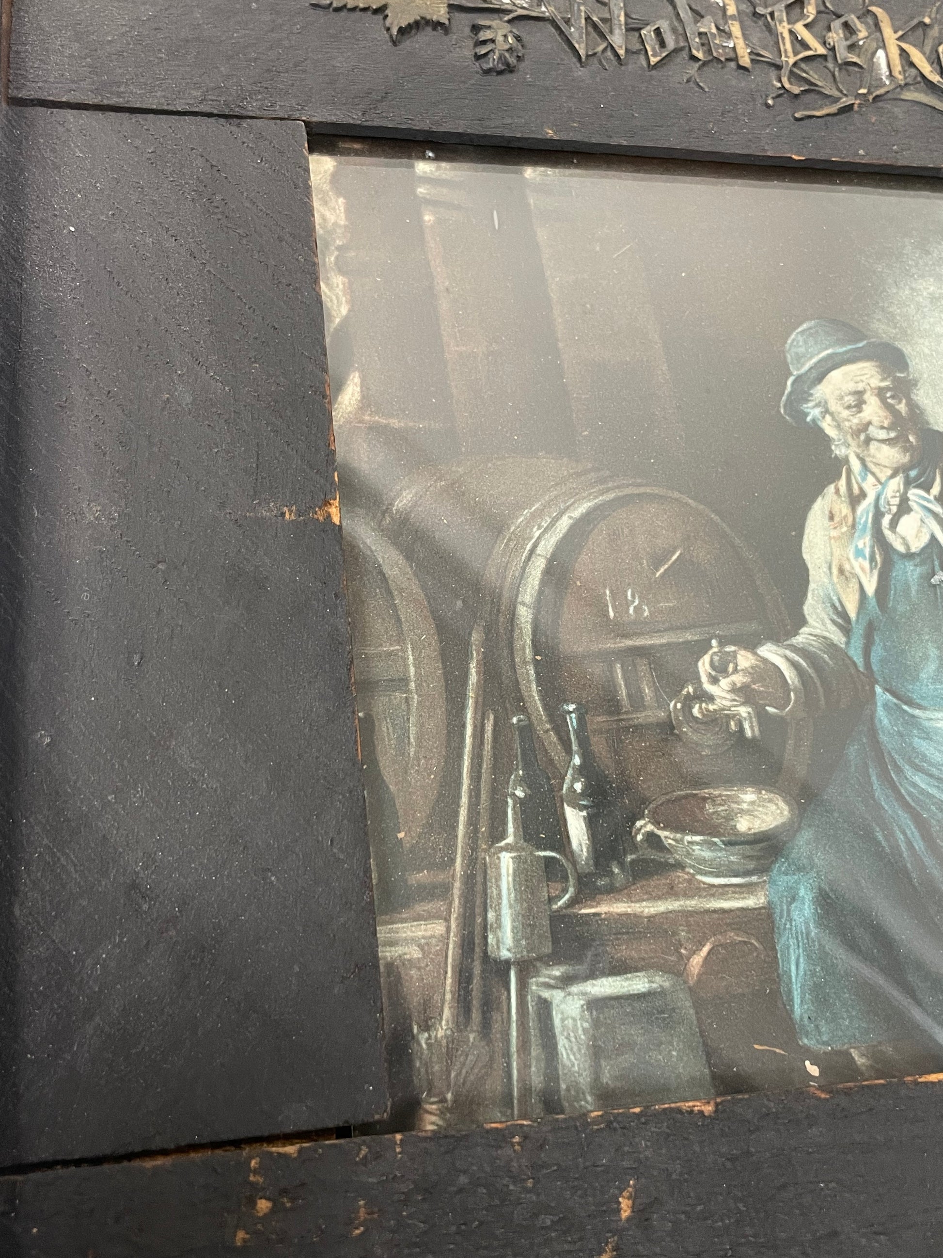 one-of-a-kind framed antique, Wohl BeKomms - A New Vintage, offset-lithograph of brewer, c.1903 - HAPPIEST KID FINDS - Museum-quality antique and vintage posters, original art, preservation and restoration